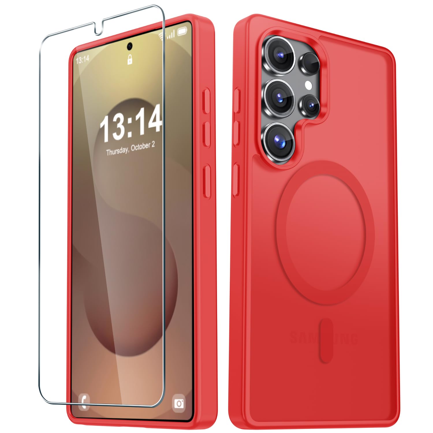 YENAPOON for Samsung Galaxy S25 Ultra Case, Matte Magnetic Cover, Red