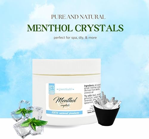 Miniatura 2 de Cristales de Mentol 8oz en un tarro de plástico blanco por Greenhealth, 4 onza