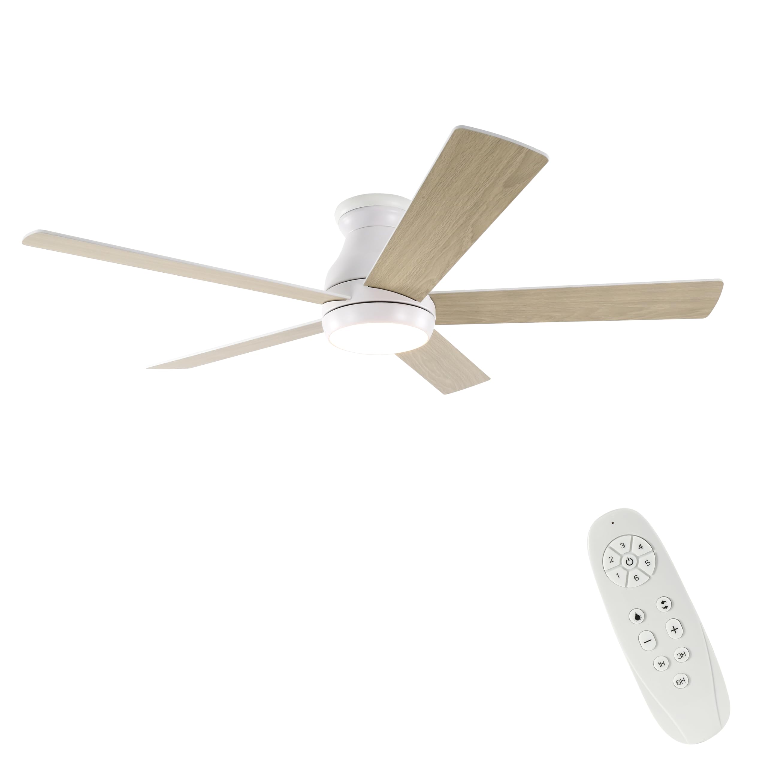 Photo 1 of FINXIN Indoor Low Profile Ceiling Fan White LED 52 Ceiling Fans For Bedroom,Living Room,Dining Room Including DC Motor,Light,5-Blades
