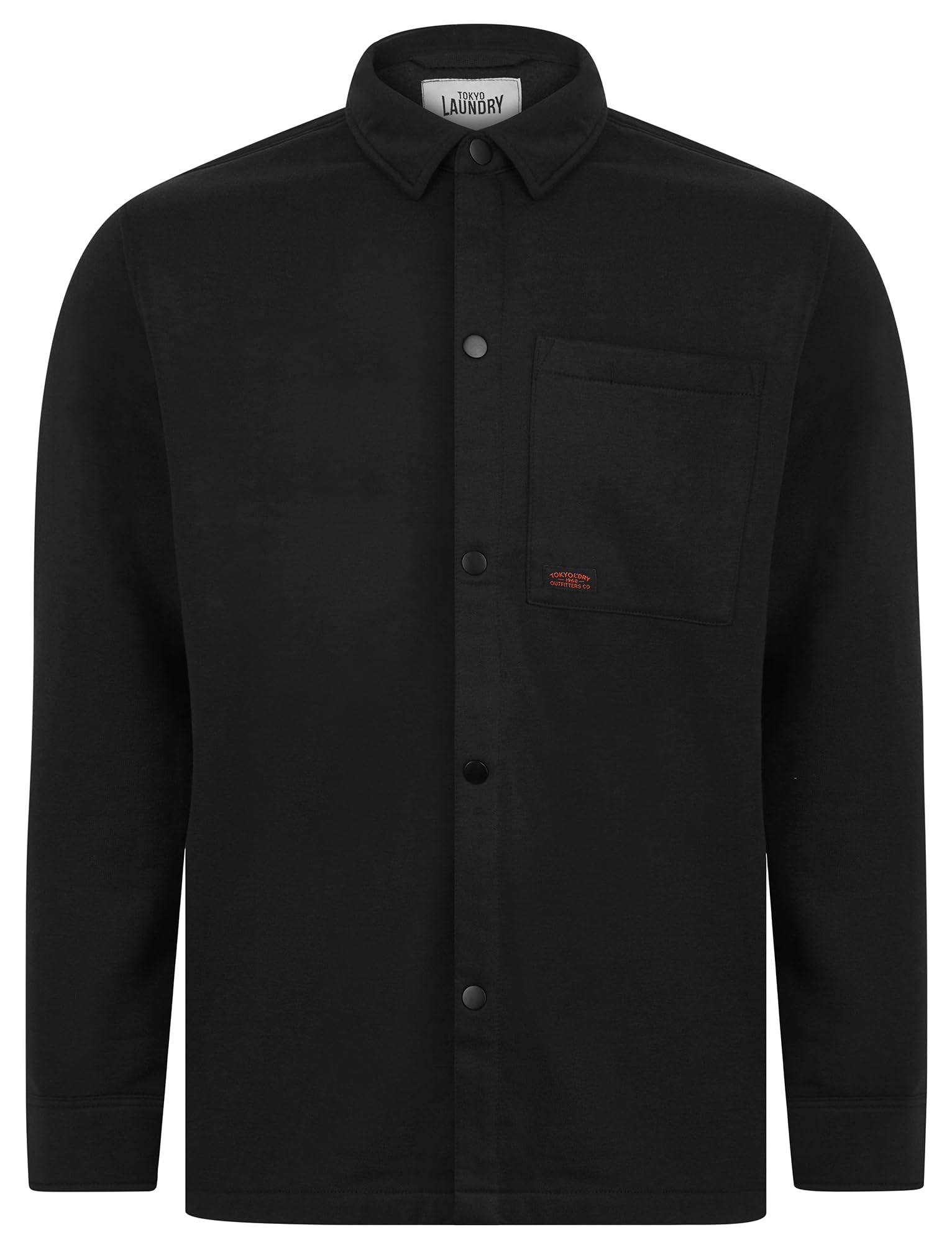 Tokyo Laundry Men's Jet Black Thick Brushback Fleece Button Down Overshirt