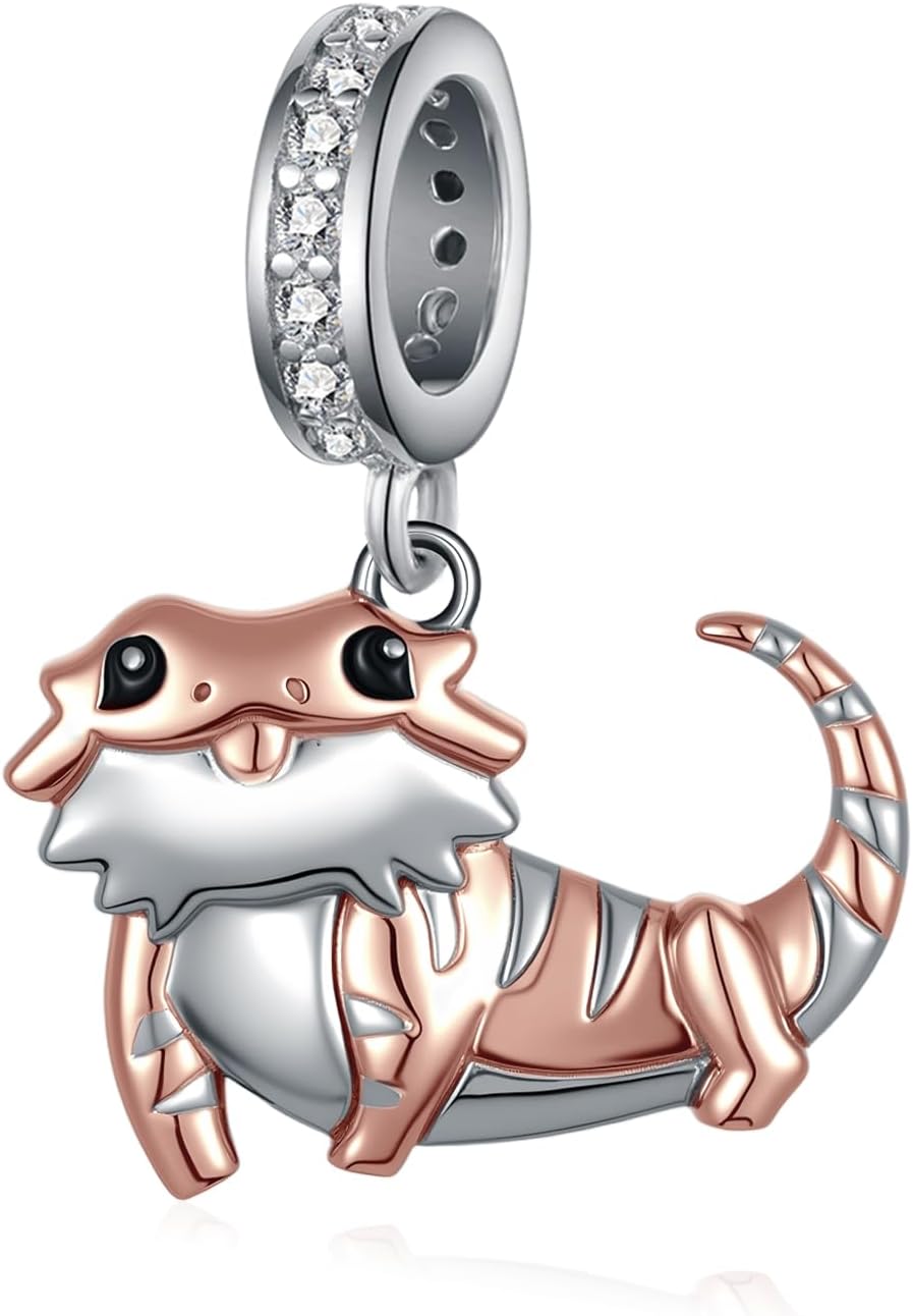 Bearded Dragon Gifts 925 Sterling Silver Bearded Dragon Charms for Bracelets Lizard Jewelry Gifts for Women