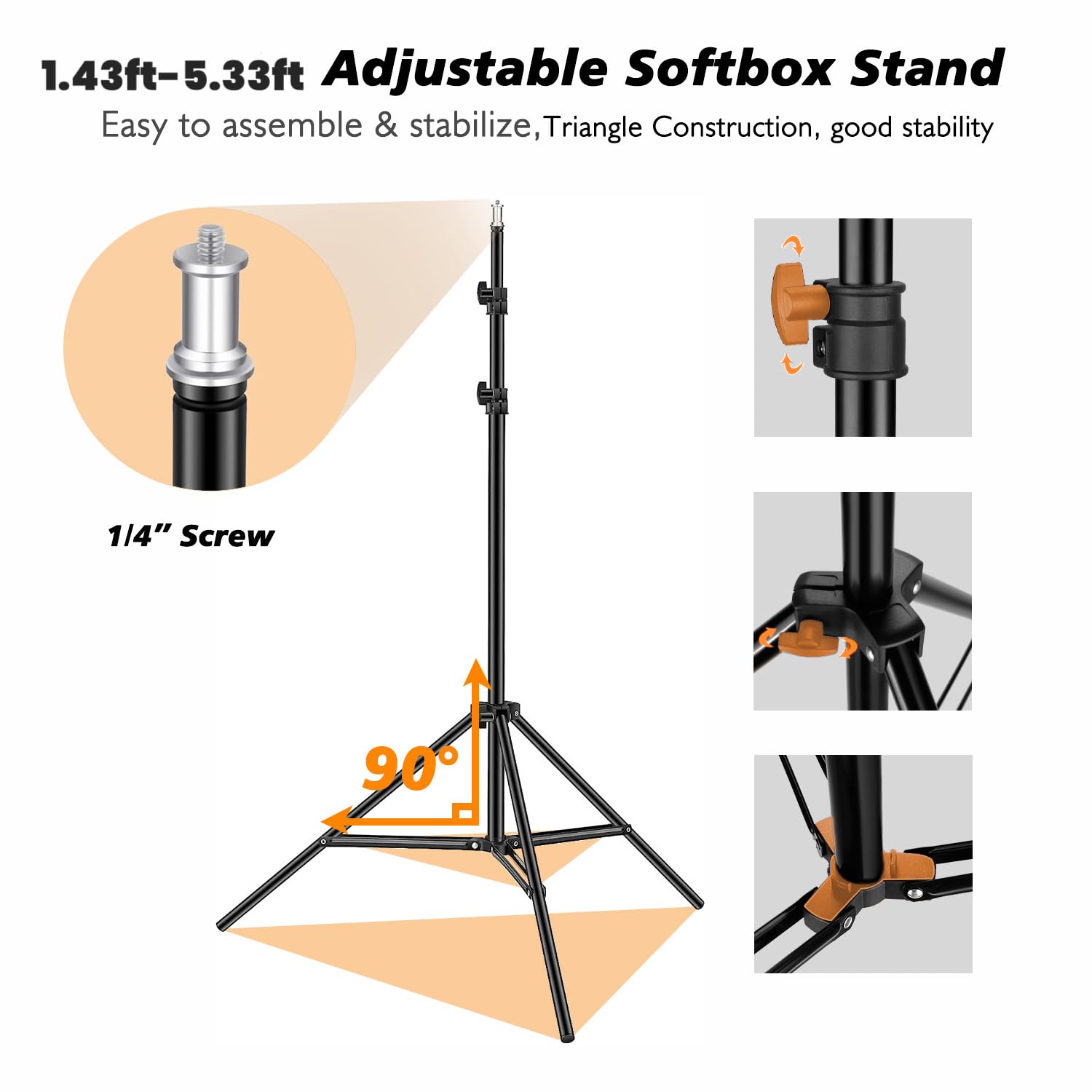 Softbox - Kit d'éclairage LED pour studio photo - 85 W - 40 x 40 cm - Avec lampes de studio E27 3000-6500 K - Trépied de lumière entièrement réglable - Pour YouTube, Tiktok, portraits de studio