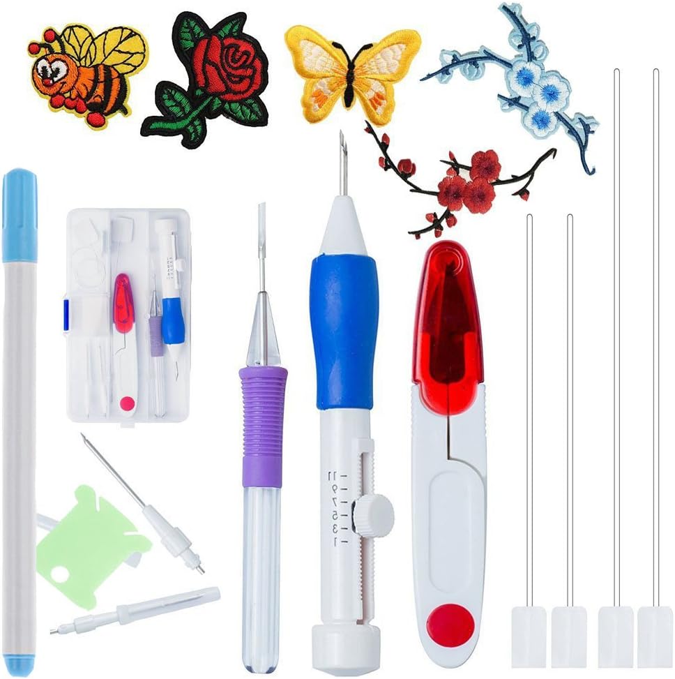 Full Range of Magic Embroidery Pen Punch Needle - Magic Embroidery Pen Set,Embroidery Patterns Punch Needle Kit Knitting Sewing Tool for DIY Threaders Sewing