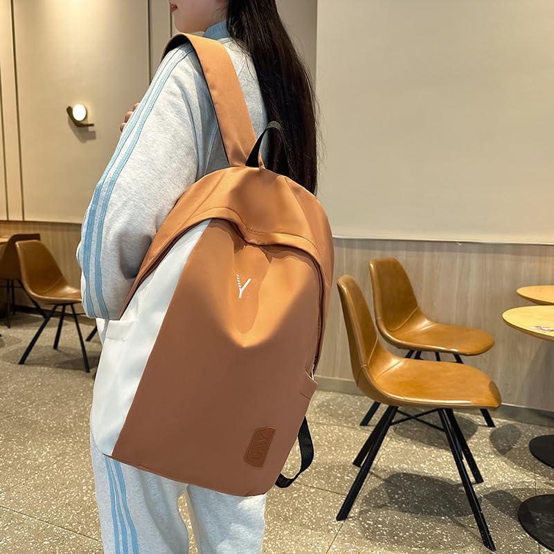 Color Block Nylon Backpack for Women, Large Capacity Casual Daypack with Breathable Straps and Multiple Pockets(Black)2