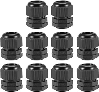 uxcell M25x1.5 Cable Gland 12mm-15mm Wire Hole Waterproof Nylon Joint Adjustable Locknut with Washer Black 10pcs