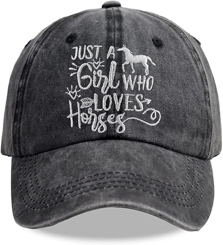 Just Girl Who Loves Horse - Gorra de béisbol ajustable de algodón lavado para mujer