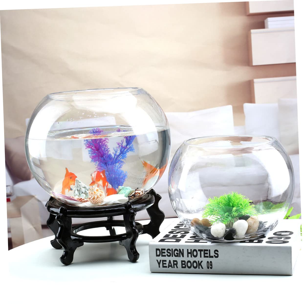 PRETYZOOM Vasca Per Pesci Rossi Acquario Trasparente Da Tavolo Acquario Multifunzione Per Betta Decorazione Casa Ufficio