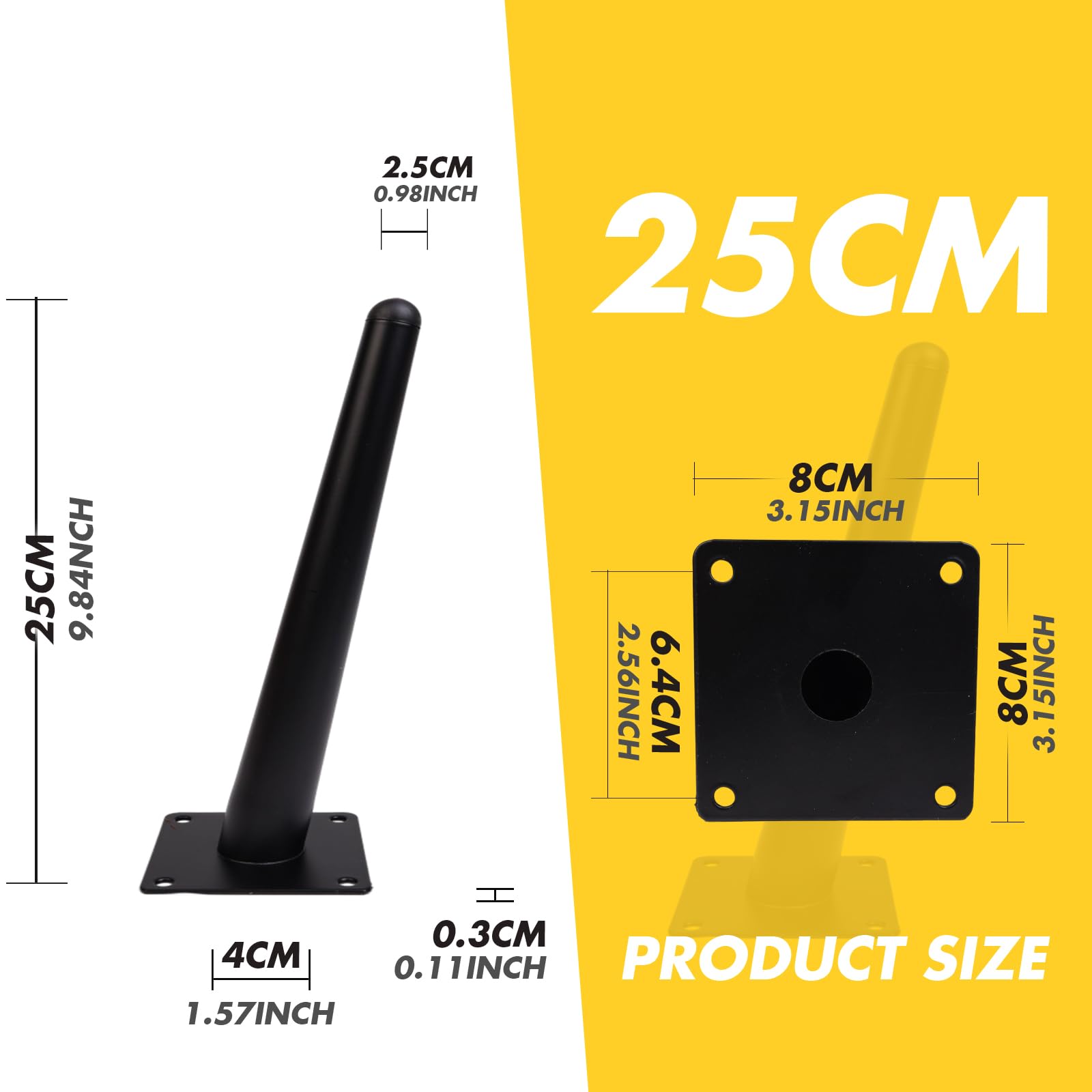 Zllzpzd Table Legs Metal Black,Slanted Furniture feet,Table Legs Metal,Cone Furniture Legs - Image 2