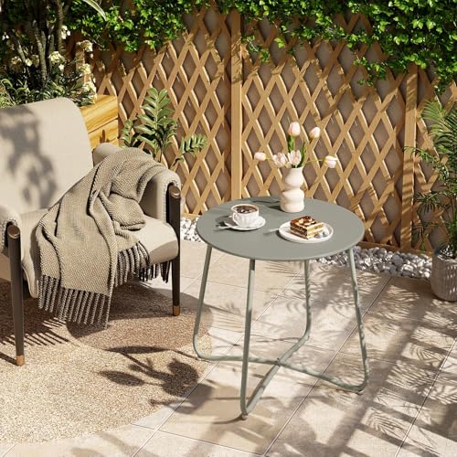 Mesa de sofá pequeña para salón y mesa de café metálica redonda gris de 45 cm 3