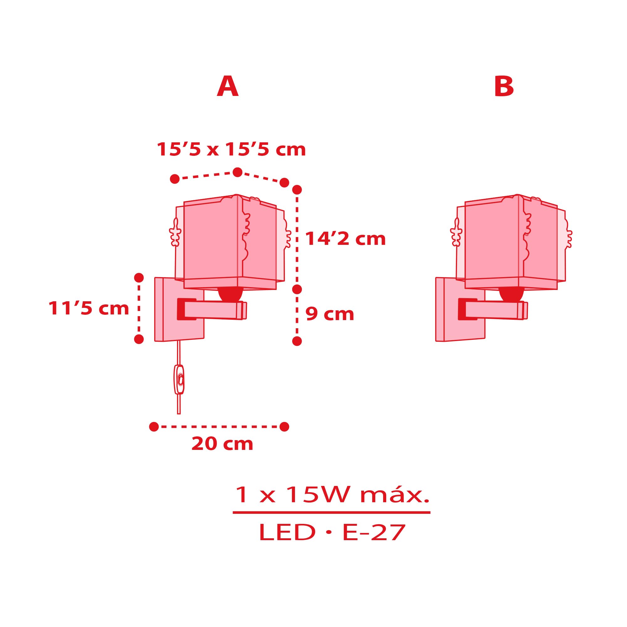 Dalber Lámpara Aplique Pared Infantil Hello Kitty 73269 E27 | Lámpara aplique de pared con instalación directa a la corriente o mediante cable con interruptor incluido.