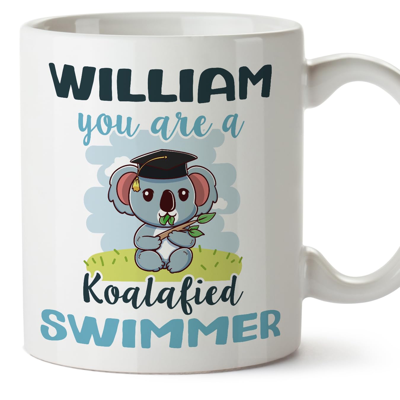 MUGFFINS Personalised Mug for Swimmer man - in English - Custom Koalafied - Funny Custom Gift for Colleagues - Ceramic 11oz Mug — image 1