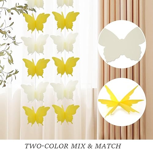 Miniatura 10 de Hocansen 4 carteles de papel de mariposa de 9.2 ft118 pulgadas, guirnalda de papel de mariposa colgante, serpentinas colgantes de mariposas,