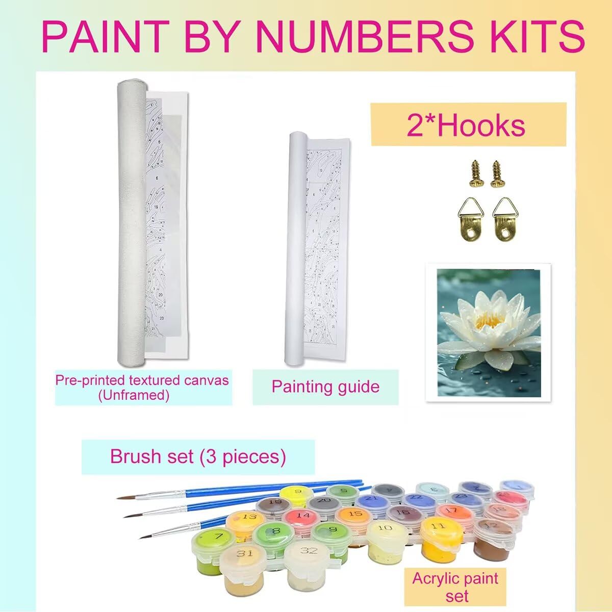 Dipingere con i Numeri Fiore, Paint by Numbers Adulti Pianta, Fai da te Creativi Adulti Quadri da Dipingere Numerati Kit per Decorazione Della Parete di Casa, Regalo 70x95 cm Senza Cornice 25-2