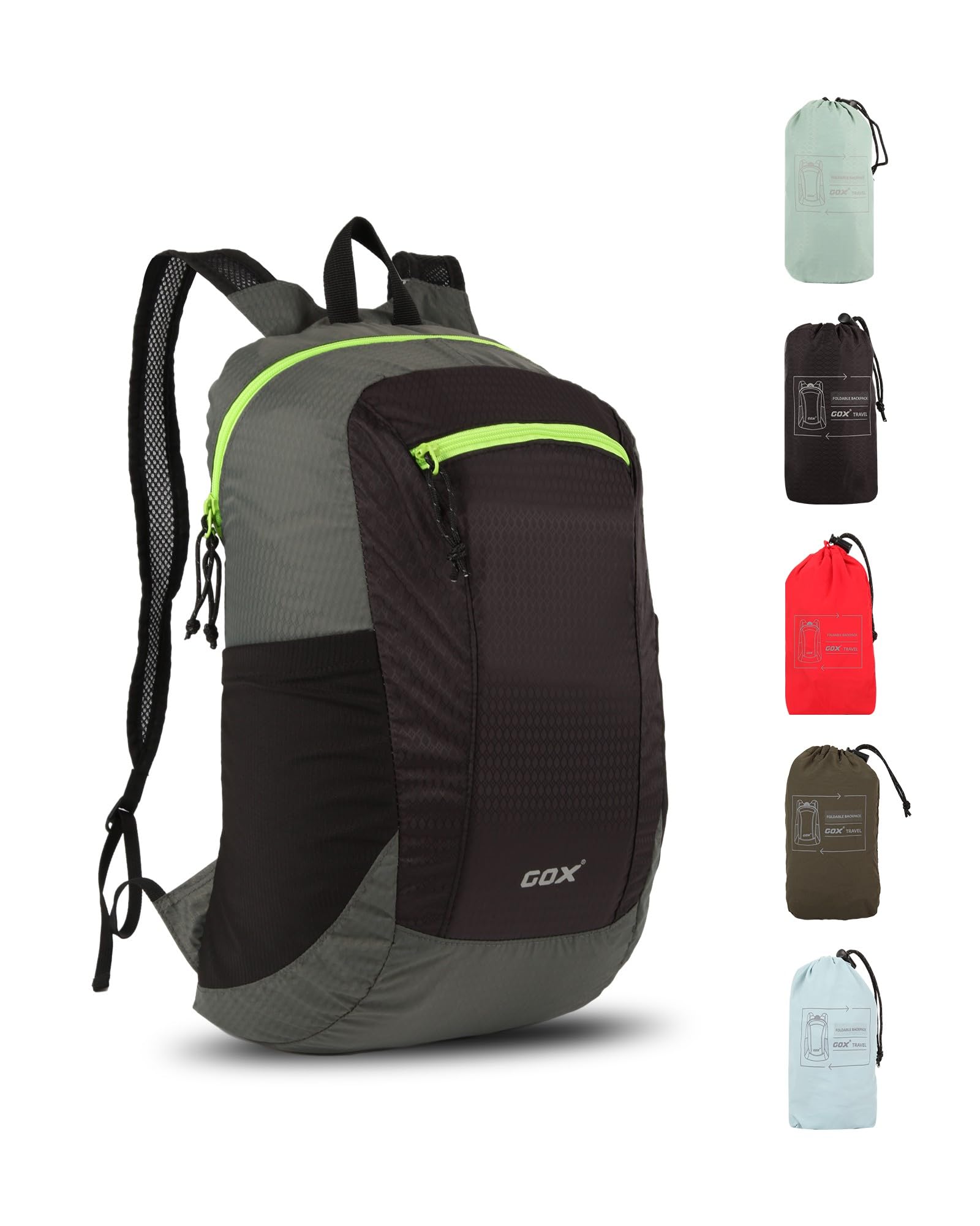 GOX Foldable 20l Backpack For Travel Lightweight Hiking Packable Daypack for Men Travel Camping Outdoor Bag Women (Black)