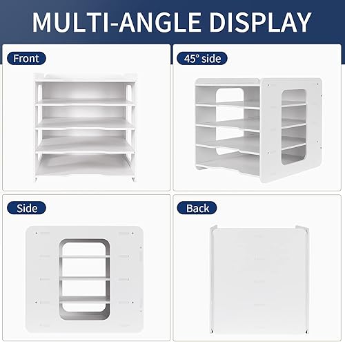 Vista 5 de Bandeja organizadora de papel para cartas, organizador de documentos de escritorio, bandejas de archivo de papel A4 para el hogar, oficina, escuela