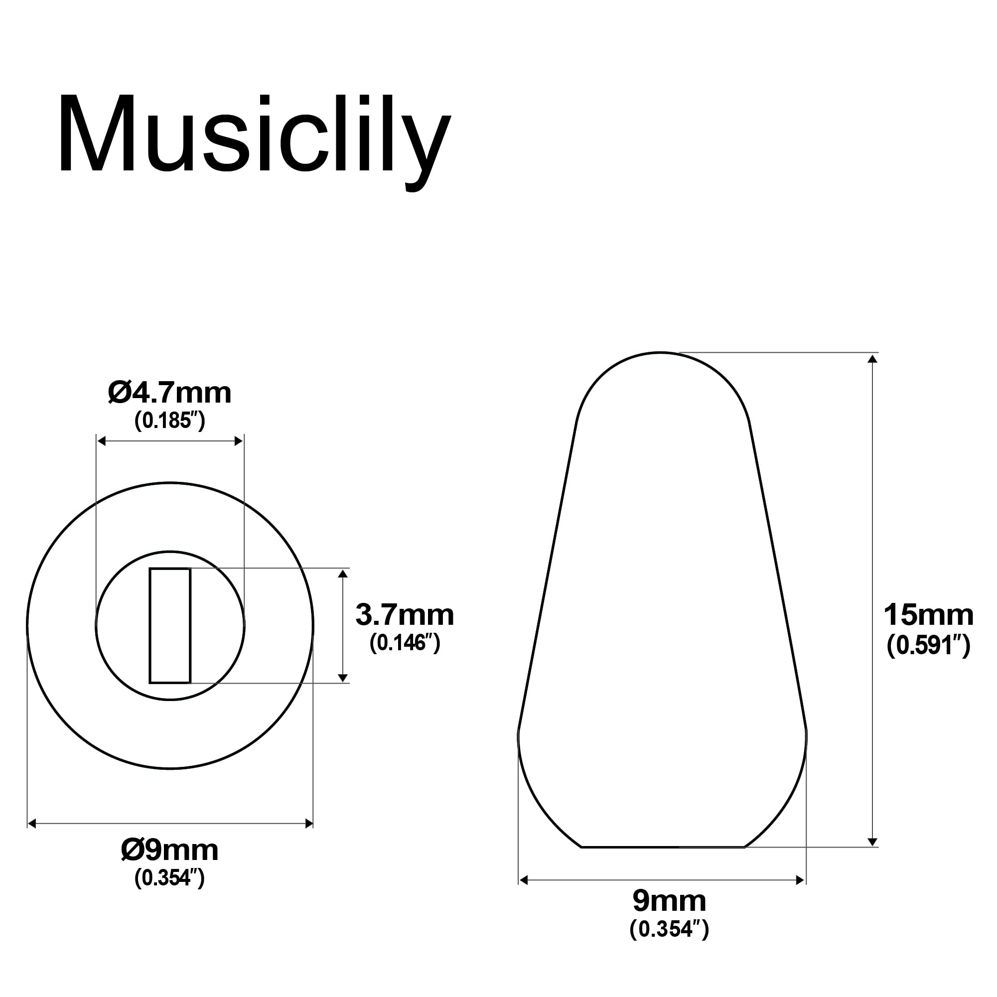 Musiclily Basic Metric 3.7mm Guitar 5 Way Switch Tip Cap Switch Knob for Strat Style Electric Guitar Cream (Set of 5) - Image 2