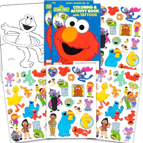 70+ Sesame Street Temporary Tattoos Kids Coloring Book Party Favors Bundle image 3