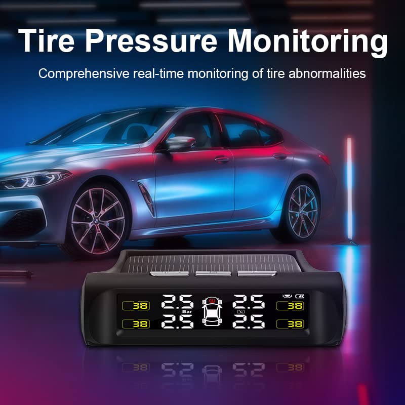 Tpms Auto Reifendruck Überwachung System Solar Lade Alarm HD Digital Display Wireless Mit 4 Sensor(Internal sensors)