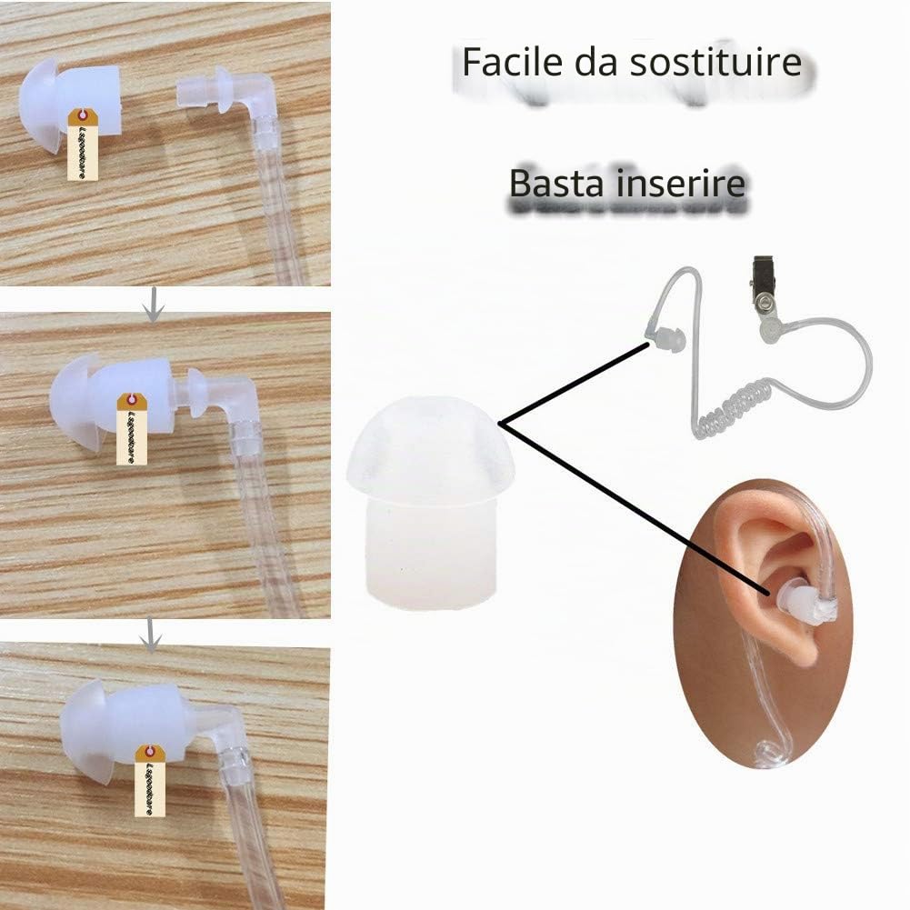 Lsgoodcare - Cuscinetti auricolari di ricambio a forma di fungo, compatibili con Motorola Kenwood Midland, kit audio a due vie, tubo acustico trasparente, confezione da 10 Lsgoodcare - Cuscinetti auricolari di ricambio a forma di fungo, compatibili con Motorola Kenwood Midland, kit audio a due vie, tubo acustico trasparente, confezione da 10
