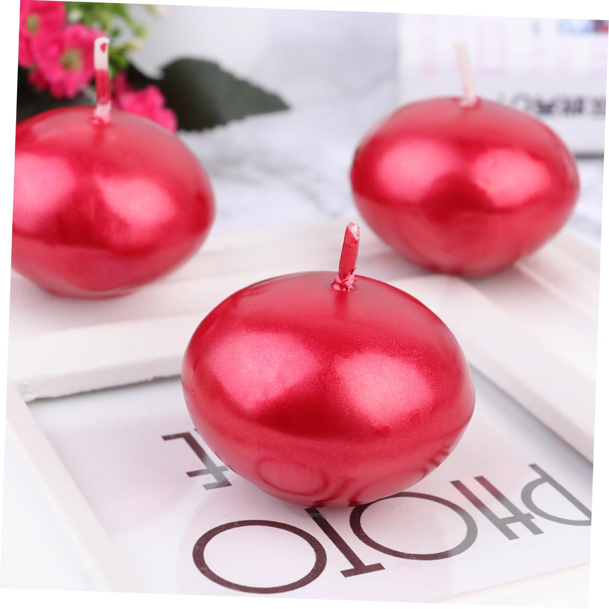 Cabilock 18stücke Rauchfreie Hochzeitskerzen Plating-farben Flammenlose Schwimmkerzen Für Valentinstag Hochzeiten Und Feiern Rot