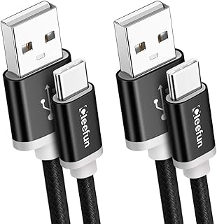 CLEEFUN USB C Cable 3A Fast Charging[1m, 2-pack], Nylon Braided USB A to Type C Phone Charger Cord for Samsung Galaxy S20 S10 S9 Plus S10e S10 Lite Note 10, A40 A51 A71 A20E, Moto G6 G7 G8 + Power