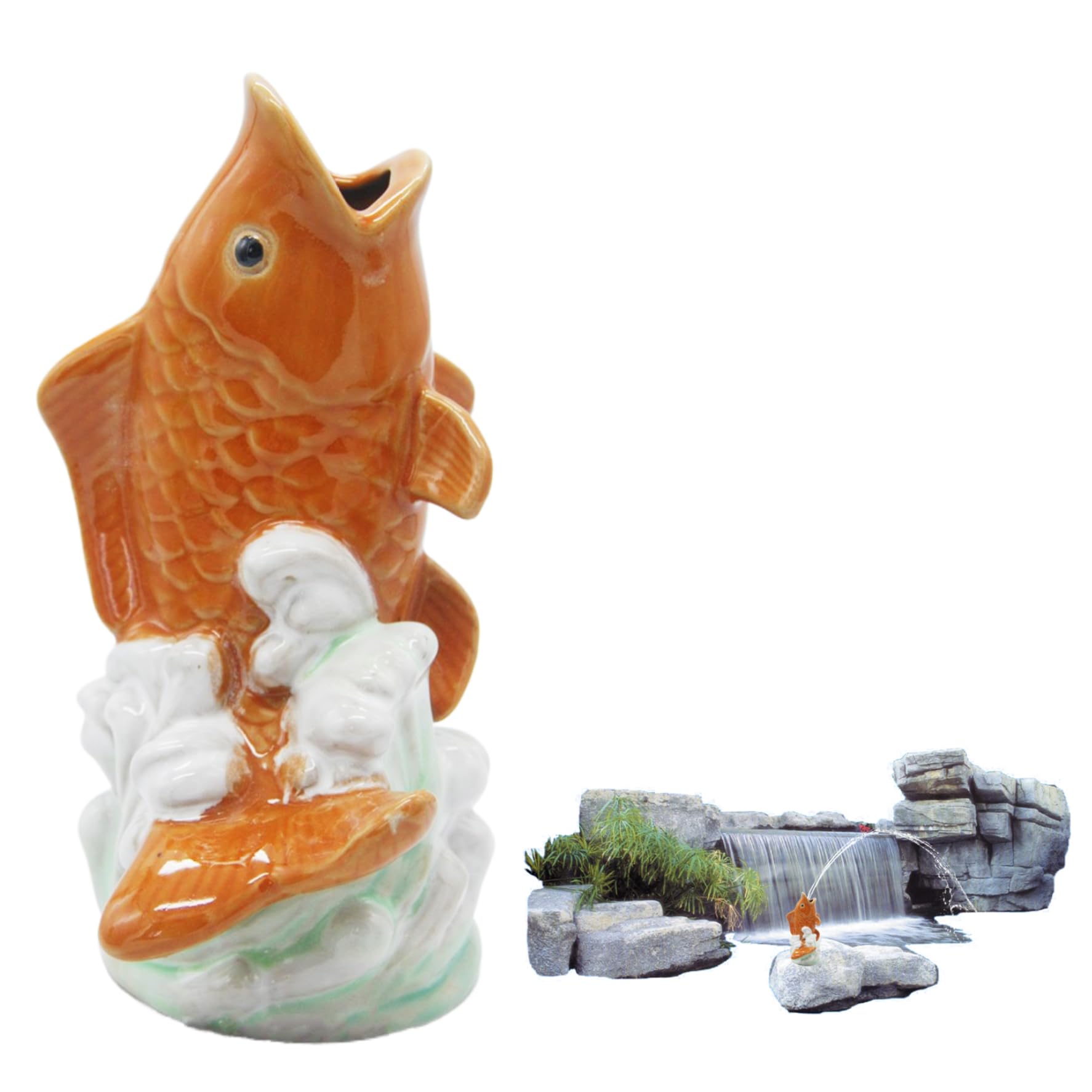 Cracheur de Fontaine | Cracheur d'étang, Fontaine à Poissons de Carpe en céramique, Statues d'étang Vintage 4, 7x3, 9x8, 7, cracheurs pour Petits étangs, terrasse Patio et Maison