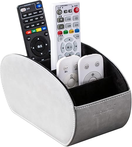 Miniatura 9 de BONNY DODO Caja organizadora de oficina multifuncional de piel sintética, soporte para control remoto, para almacenamiento de escritorio, mesa con 5