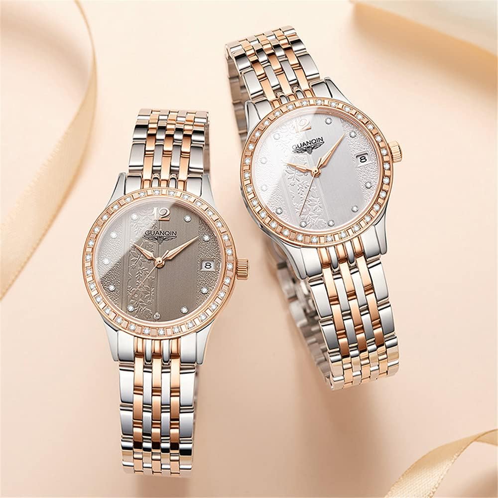 GUANQIN Orologi automatici a carica automatica per donna in acciaio inox orologio semplice vestito meccanico da donna orologio da polso data luminoso impermeabile GUANQIN Orologi automatici a carica automatica per donna in acciaio inox orologio semplice vestito meccanico da donna orologio da polso data luminoso impermeabile