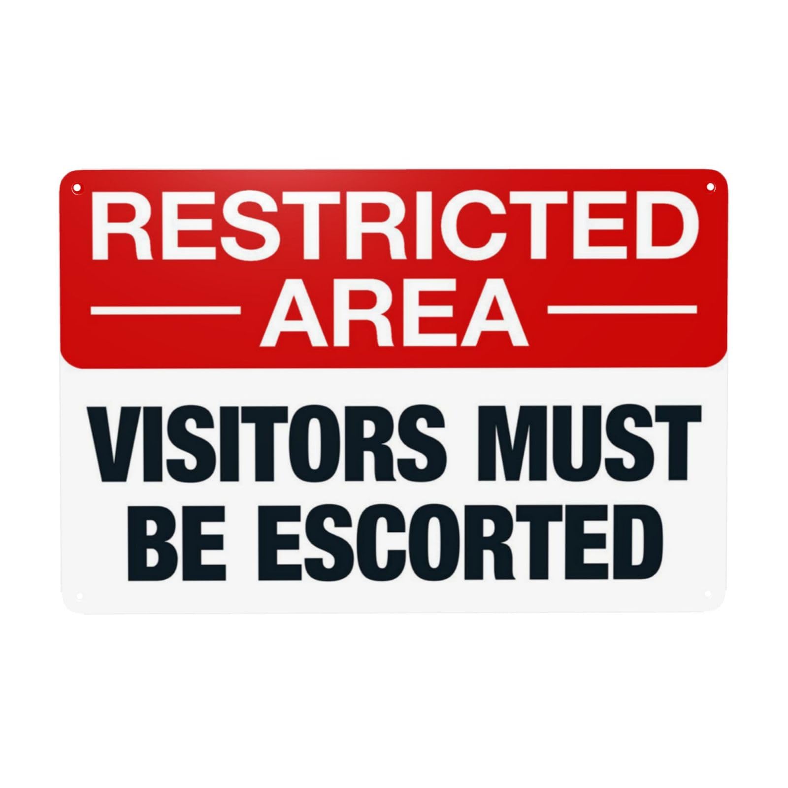 Visitor Escort Required Retro Access Sign, Enterprise Venue Guest Management Wall Plaque 12x8 Inch