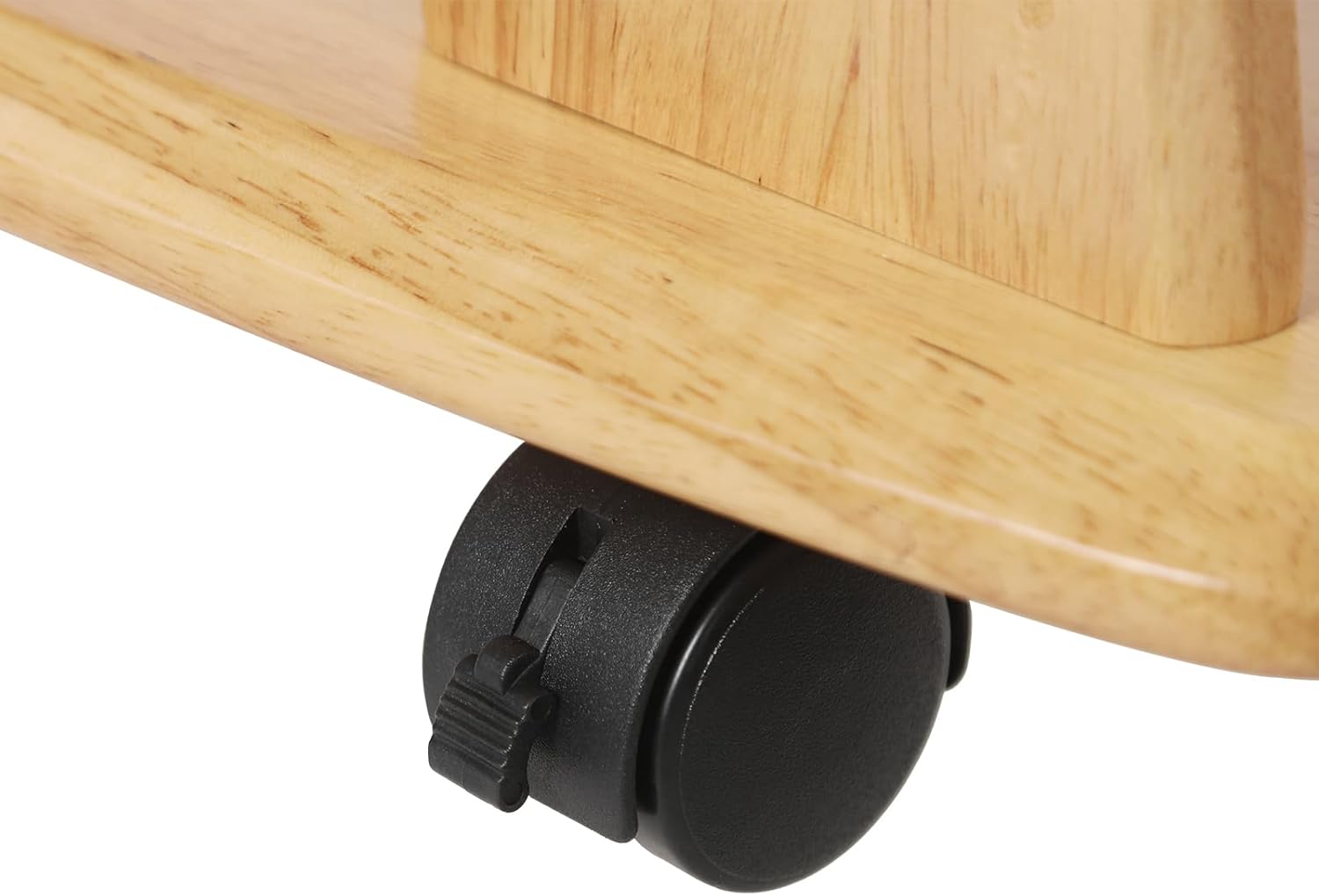 Solid Wood End Table, C-Shaped Side Table with Wheels, TV Tray Table, Couch Table That Slide Under for Small Space, Living Room, Bedroom (Wood Color)