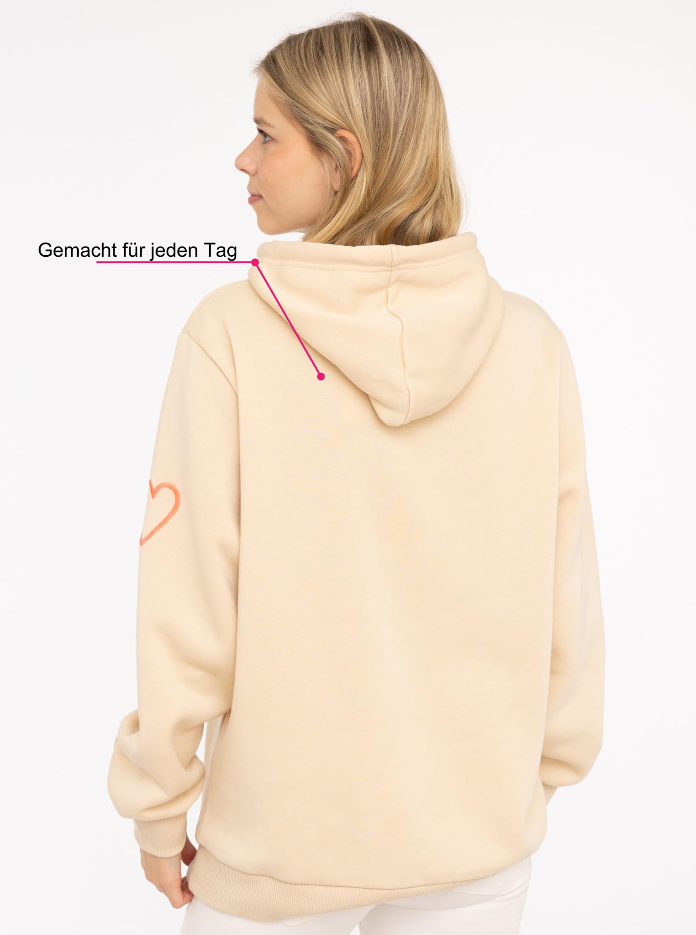 Zwillingsherz Damen Hoodie mit Kapuze – Kuscheliger Oversize Kapuzenpullover – Weicher Sweatshirt Pullover für Frauen Aufdruck – Stylischer Look für Frühling, Herbst & Winter – Loungewear Mode Love