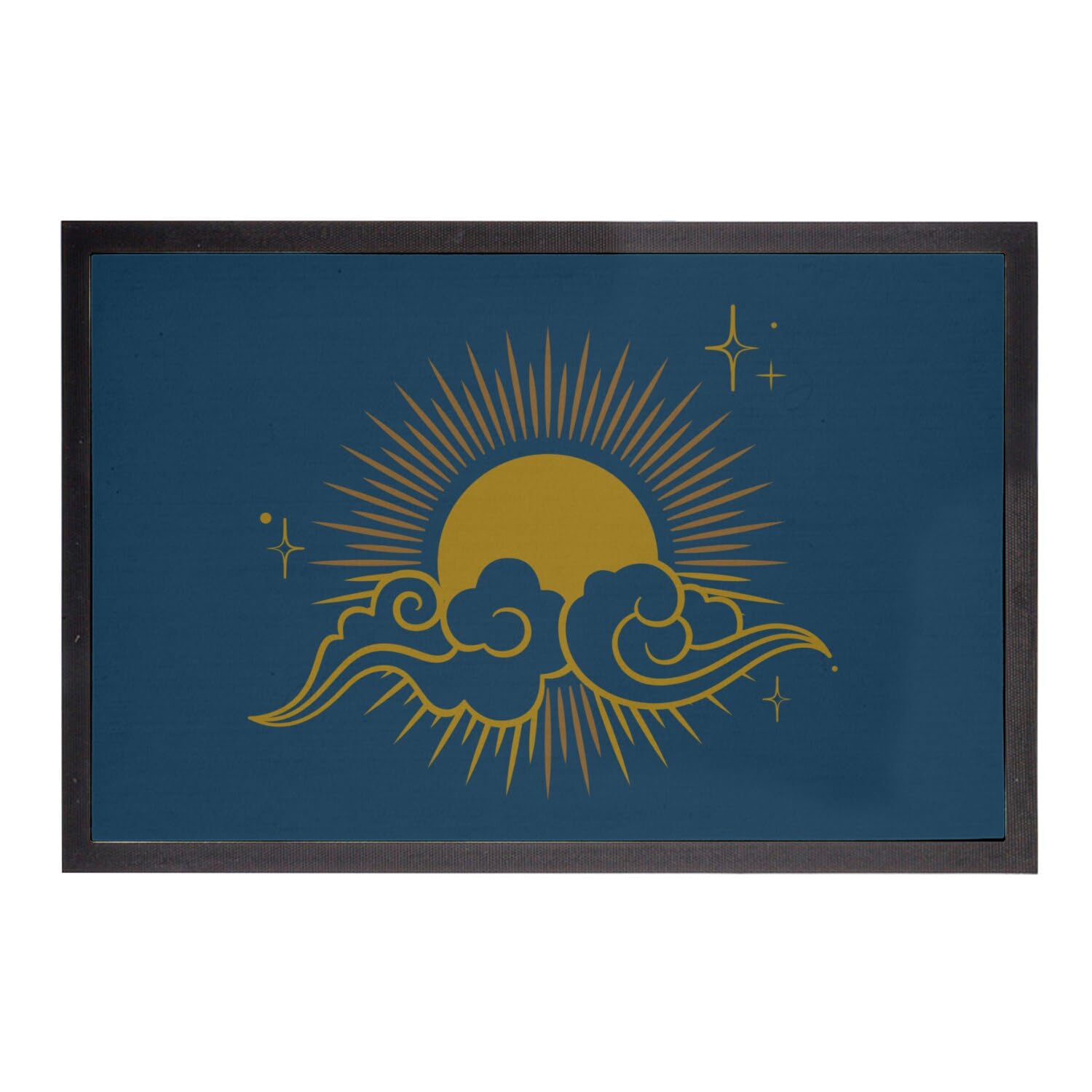 Tapis de porte amour et soleil estival paillasson bleu azur vibrant