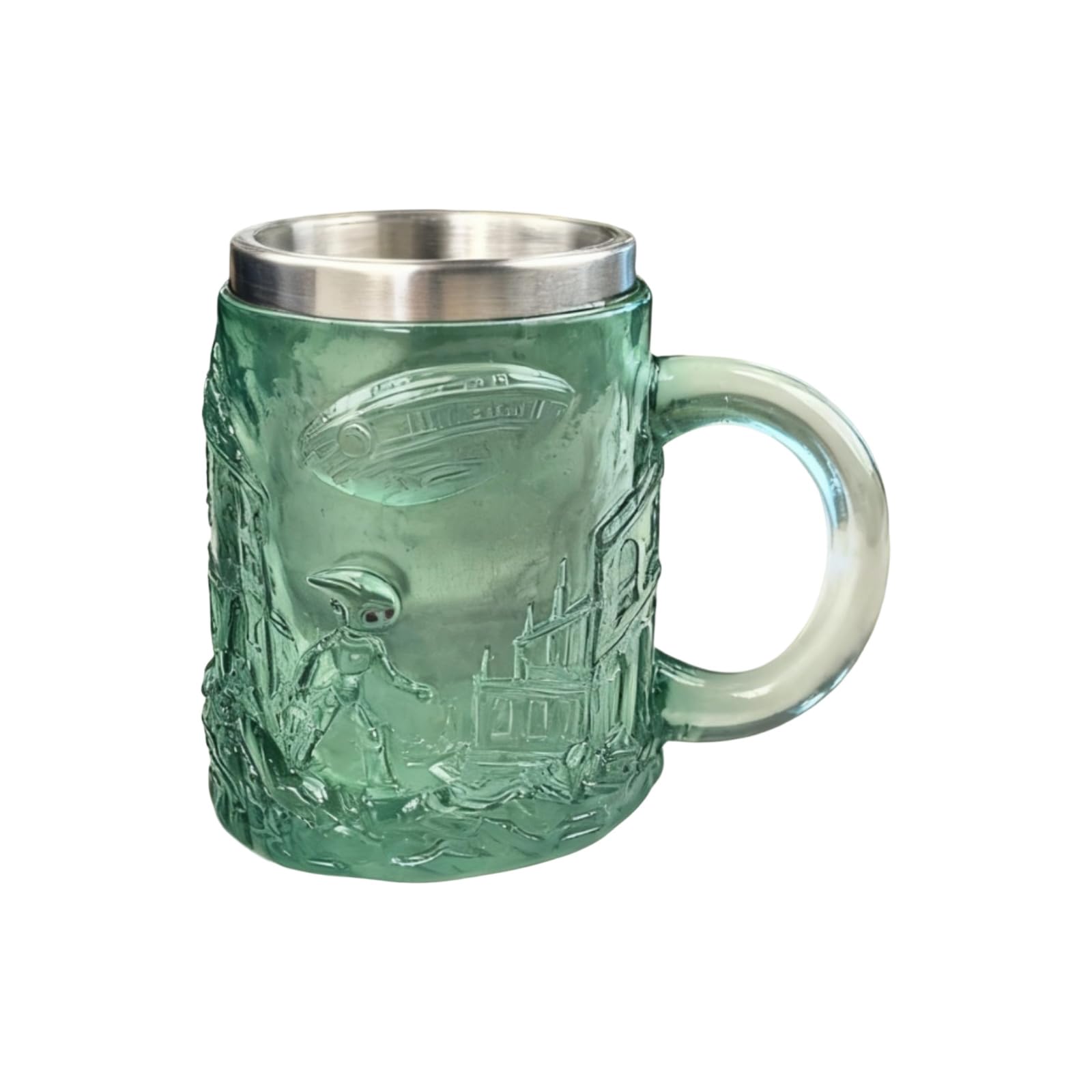 NVOQILIN Friendly Science Fiction Themed Cup Resin and Stainless Steel Coffee Mug for Work Beverage Drinkware Stainless Mug