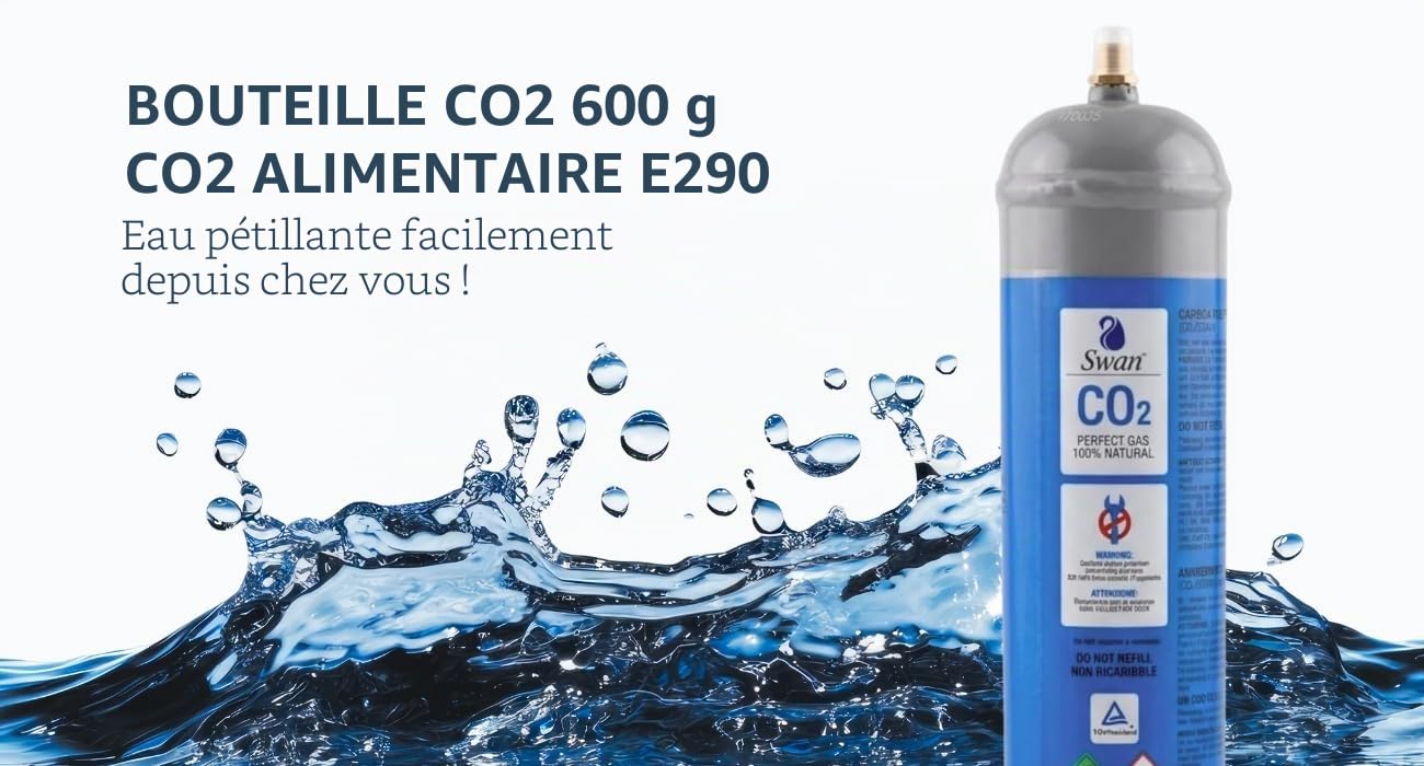 Bouteilles de CO2 600 g E290 pour gazeuse d'eau pétillante – Culot M11 x 1 compatible universel – Lot économique de 8 pièces – Certifié TUV