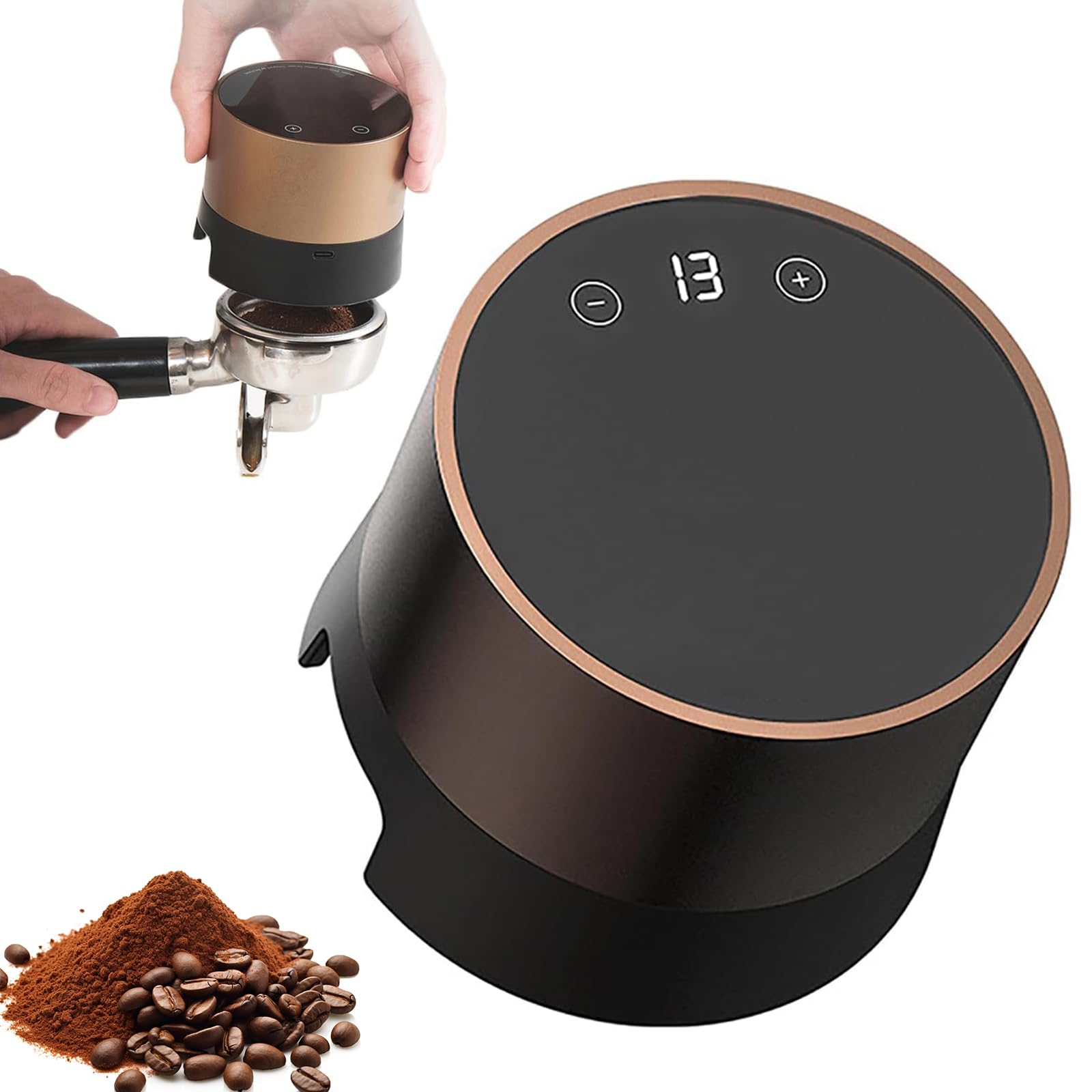 Prensador de Café Eléctrico 58mm, Tamper Espresso Automático con 20 Niveles de Presión Ajustable, Pantalla Táctil LCD, Recargable Type-C, Auto Press para Barista Hogar y Café