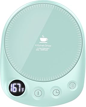 Coffee Mug Warmer - Fastest Heating & Highest Temperature, Coffee Cup Warmer for Desk Auto Shut Off, 4 Temp Settings & 1-12H Timer, Smart Electric Beverage Warmer for Coffee, Tea (Green)