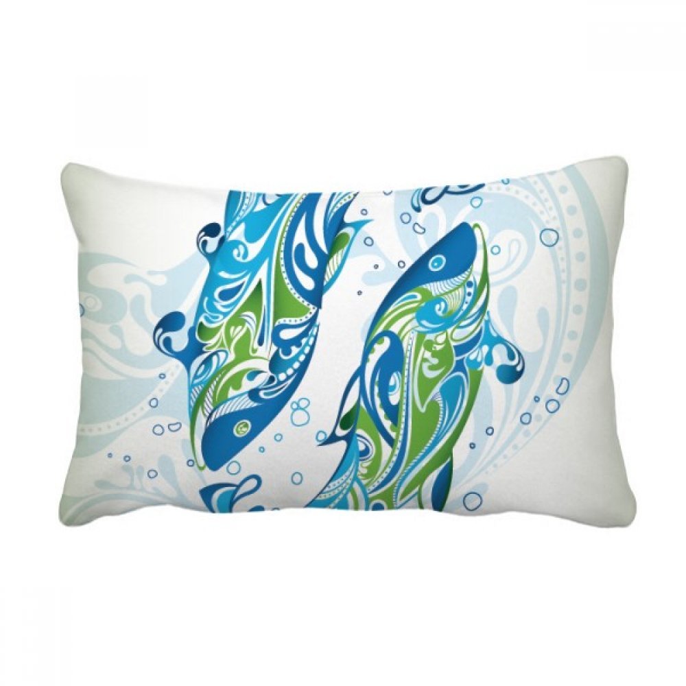 Coussin oreiller lombaire de canapé motif poisson et vagues décoration maison 40x60