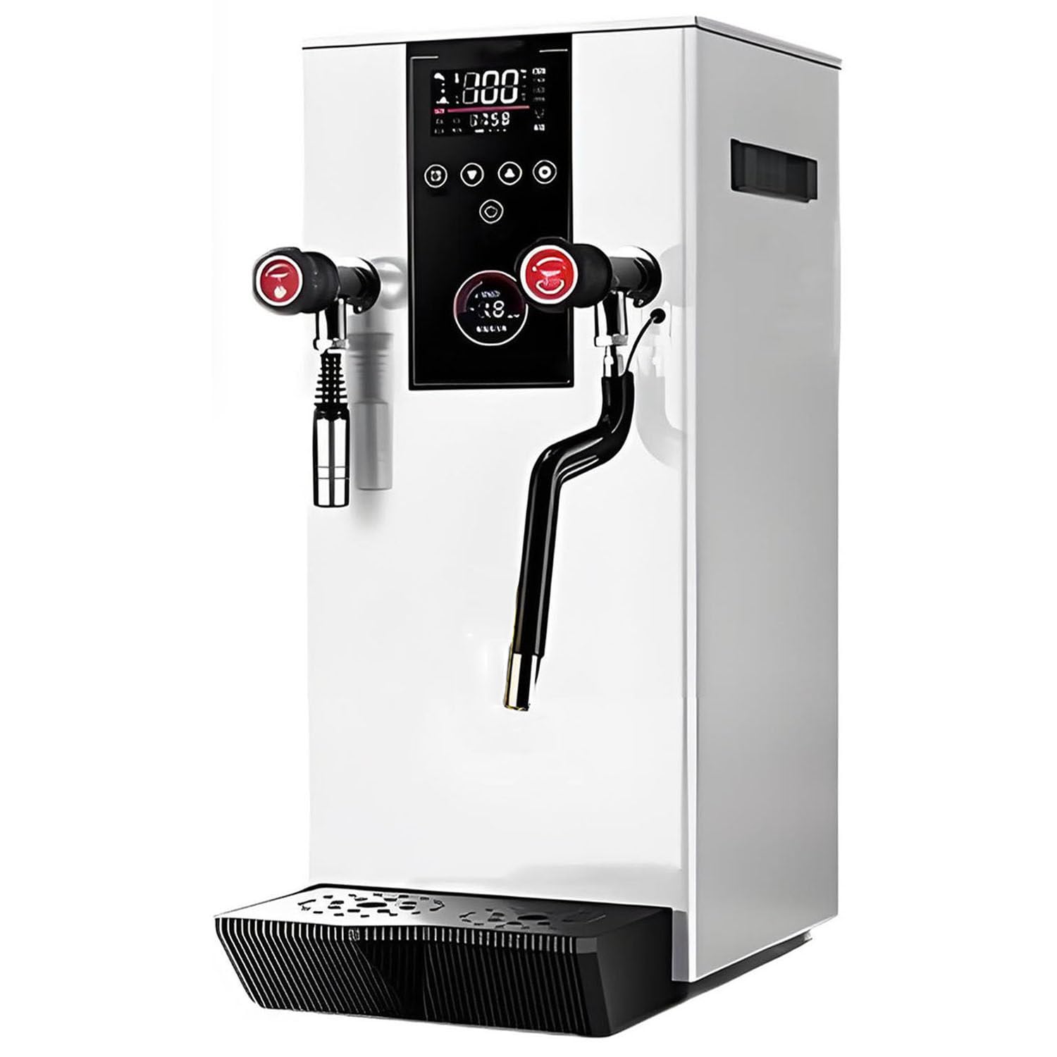 Pełni Automatyczna Maszyna Spieniania Mleka Parą,Komercyjny Wielofunkcyjny Elektryczny Spieniacz Mleka,Dozownik Gorącej Wody Wyświetlaczem LCD do Espresso,Herbaty Bąbelkowej White