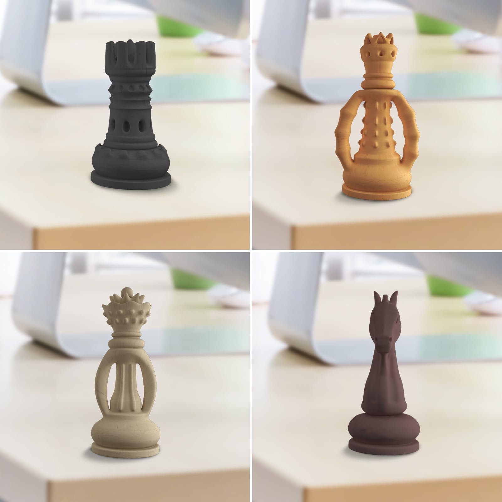 iSANMATE PLA Wood Filament pour Imprimante 3D, Bois de Pin Blanc, Sable, Poirier Jaune et Ebène 1.75mm, 250g X 4 Pack, Précision Dimensionnelle +/- 0,02 mm (20% Poudre de Bois+80% PLA+)