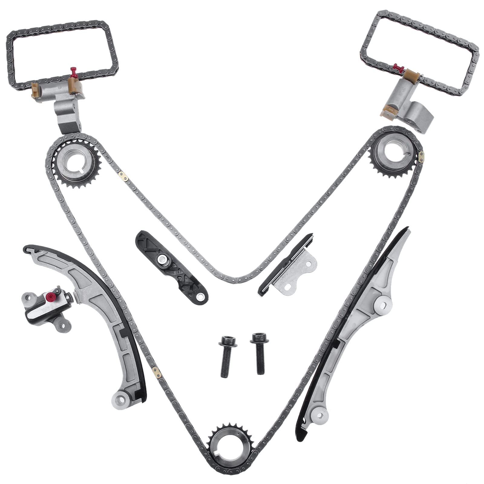 A-Premium 13PCS Engine Timing Chain Kit W/Tensioner & More [fits DOHC, 6Cyl 3.5L 3.7L] Compatible with Lincoln MKS, MKT, MKX 07-10 & Mazda CX-9, 6 & Mercury Sable & Ford Taurus, Fusion, Flex, Edge