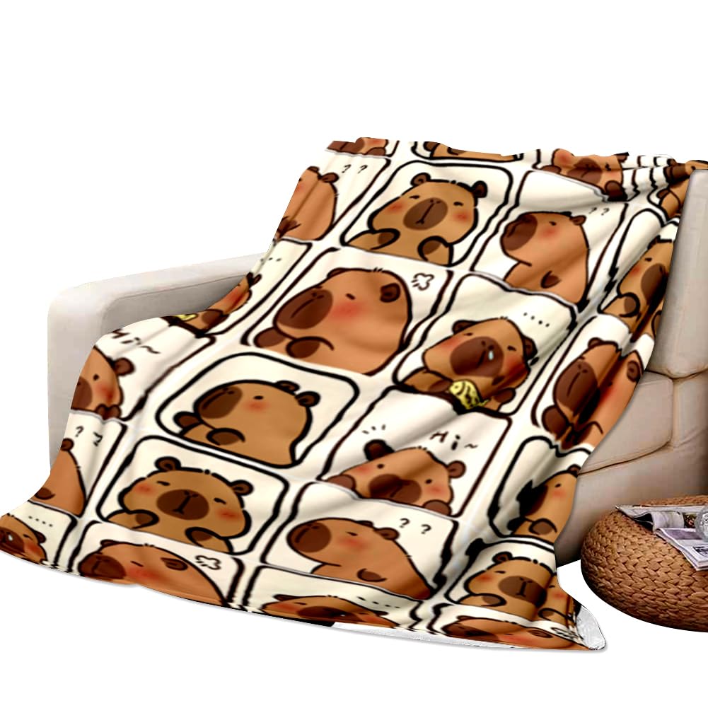 Capybara Decke, Cartoon Kuscheldecken Weiche Flauschige Decken 3D Drucken Überwurfdecke Fleecedecken Flauschige Kuscheldecke Weich Sofadecke Decke Nickerchen für Schlafzimmer Büro (150*100CM)