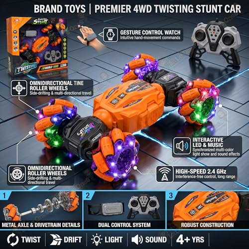 Image of The Little Ones 4x4 Rc Drifting Car - Rc Drift Cars High Speed Remote Control Drift Car 2.4GHz Remote Control Drift Stunt Off Road Cars 360 Rotation Toys for Kids & Adults Boys & Girls [TwisterX]