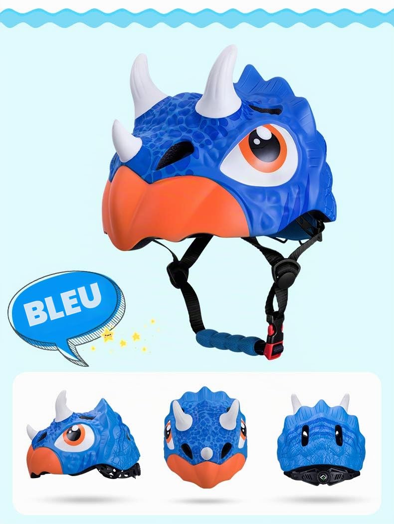Enfant Casques De Vélo PC + EPS Dessin Animé Dinosaure À Vélo Riding Skating Casques pour Enfants Respirant Sécurité Casque De Vélo 4 Couleurs en Option (Réglable: 52-57cm)