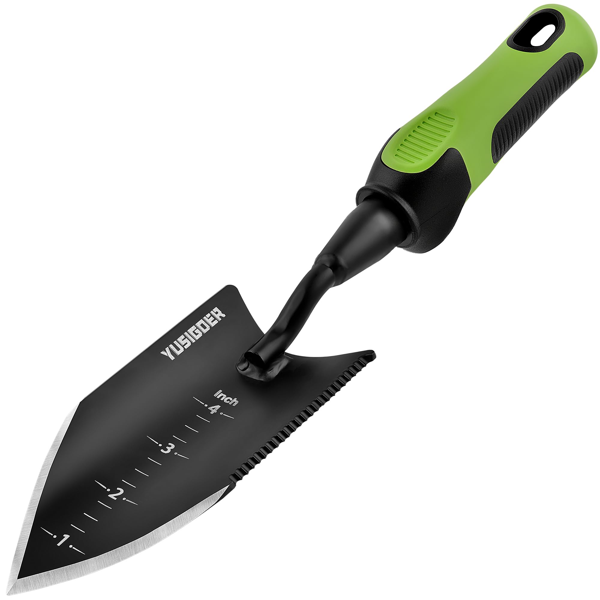 Stainless Steel Garden Hand Tools - Heavy-Duty Garden Planting Trowel, Weeding Shovel - Green Handle