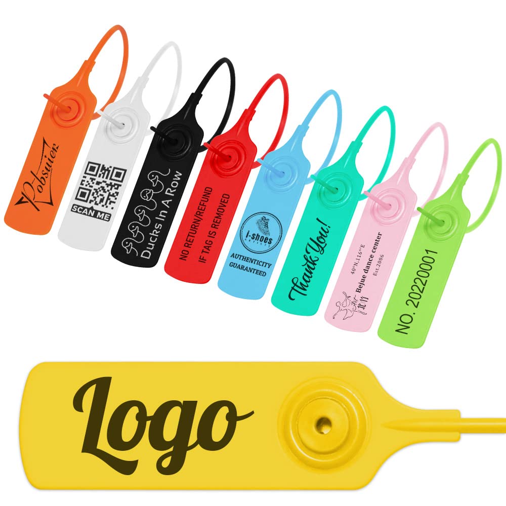 Pobsuier 100Pcs Custom Clothing Tags Personalized Logo Label Plastic Security Seals for Garment Shoe Cap 200mm/7.8"