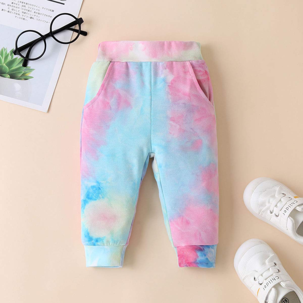 Noworodek Niemowlę Dziewczynki Bluzy Tie Dye Sweatsuit Bluzy Topy Spodnie 2 szt. Dres Jesień Zima Zestaw ubrań