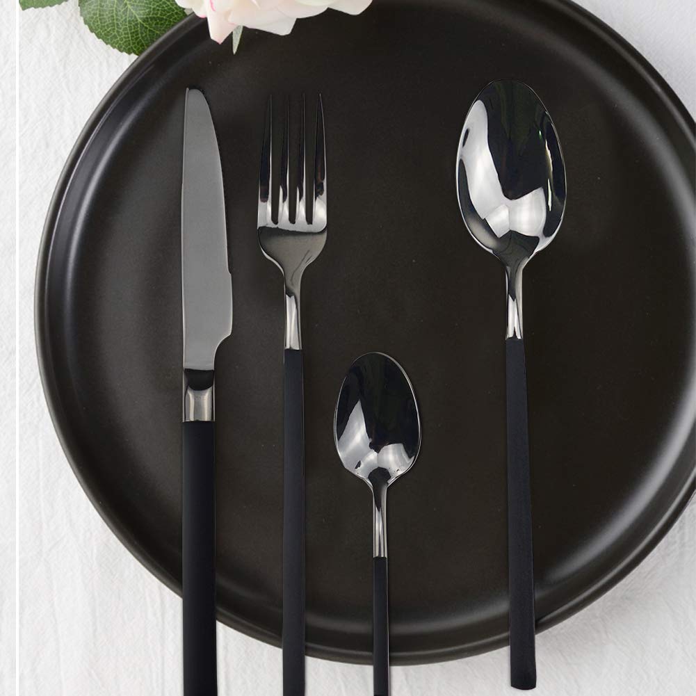 AF-WAN Set Di Posate In Acciaio Inox 18/10 – 4 Pezzi: Coltello, Forchetta, Cucchiaio, Cucchiaino – Lavabile In Lavastoviglie