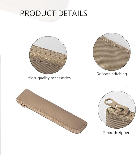 Miniatura 3 de Estuche para lápices, lindo y delgado, pequeño, elegante, de nailon, ligero, (caqui, tela Oxford)