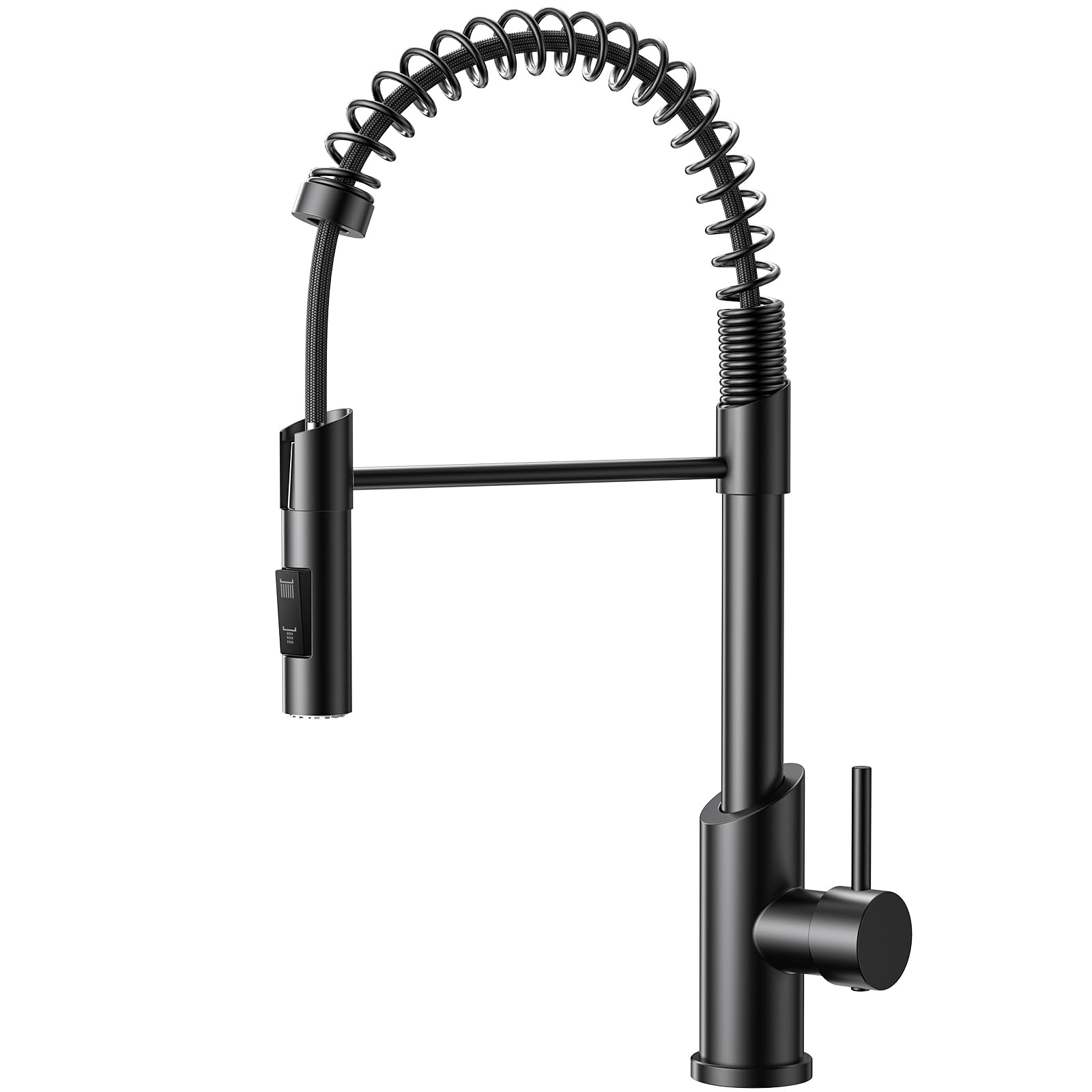 Grifo Cocina Extraible, Grifo Cocina Fregadero 360° Giratorio Con Dos Modos De Salida De Agua Grifo De Cocina,Grifo Monomando Cocina Mezclador De Arco Alto Acero Inoxidable 304 Cepillado (Negro)