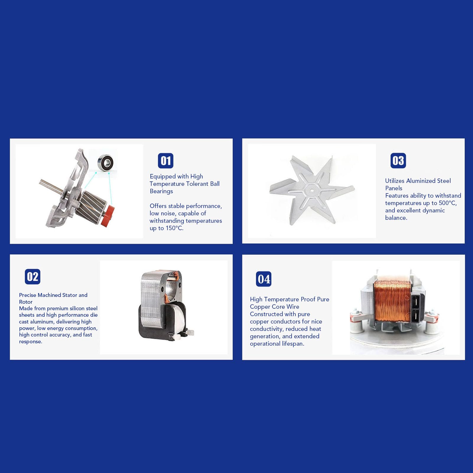 Motor de Ventilador de Horno de Secado, Motor de Ventilador de Convección de Aluminio de 6 Aspas para Aplicaciones Industriales de Temperatura Constante